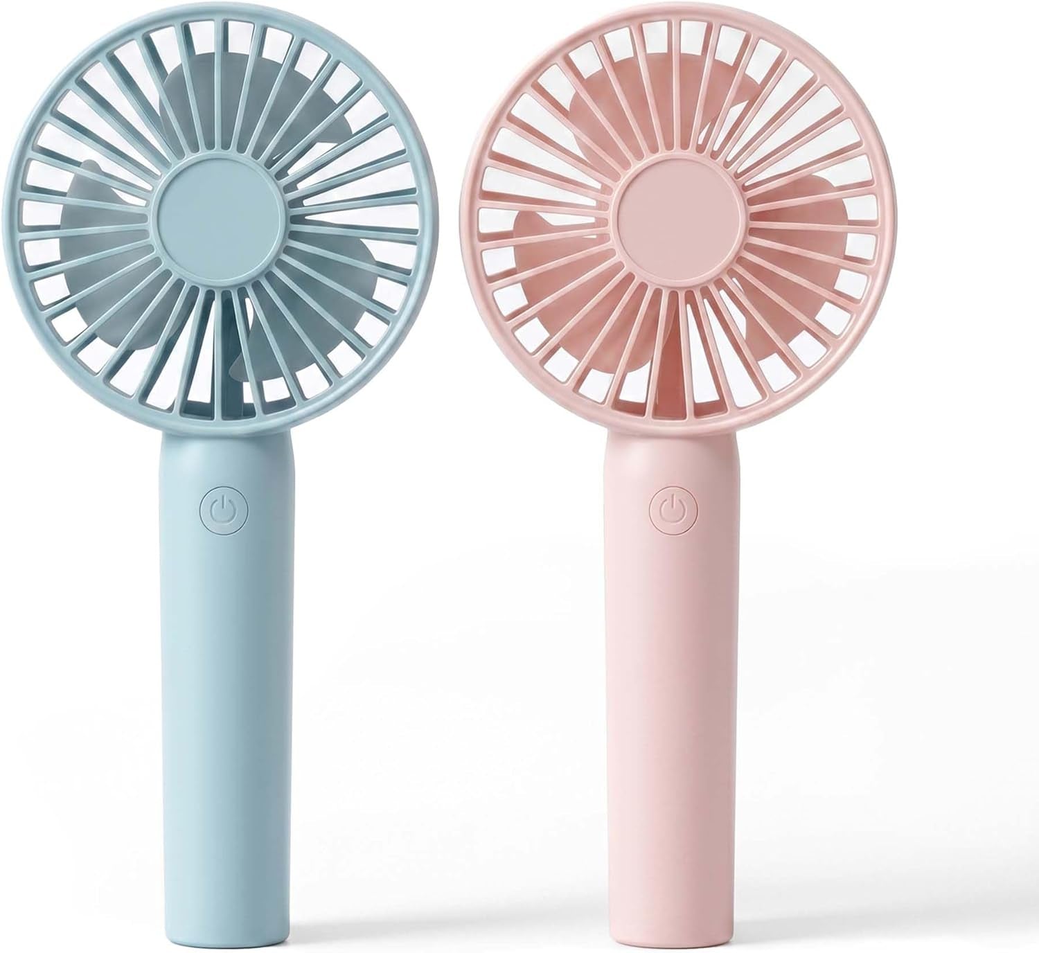 Portable Handheld Fan, USB Rechargeable Mini Fan 2000Mah, Ultra Quiet Hand Fan, 7 Hours, 3 Speeds with Base, Small Fan for Outdoor Indoor (2, Pink&Blue)