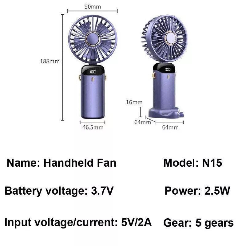 Portable Hand-Held Fan Mini Folding Desk Fan Cooler Cooling USB Rechargeable UK