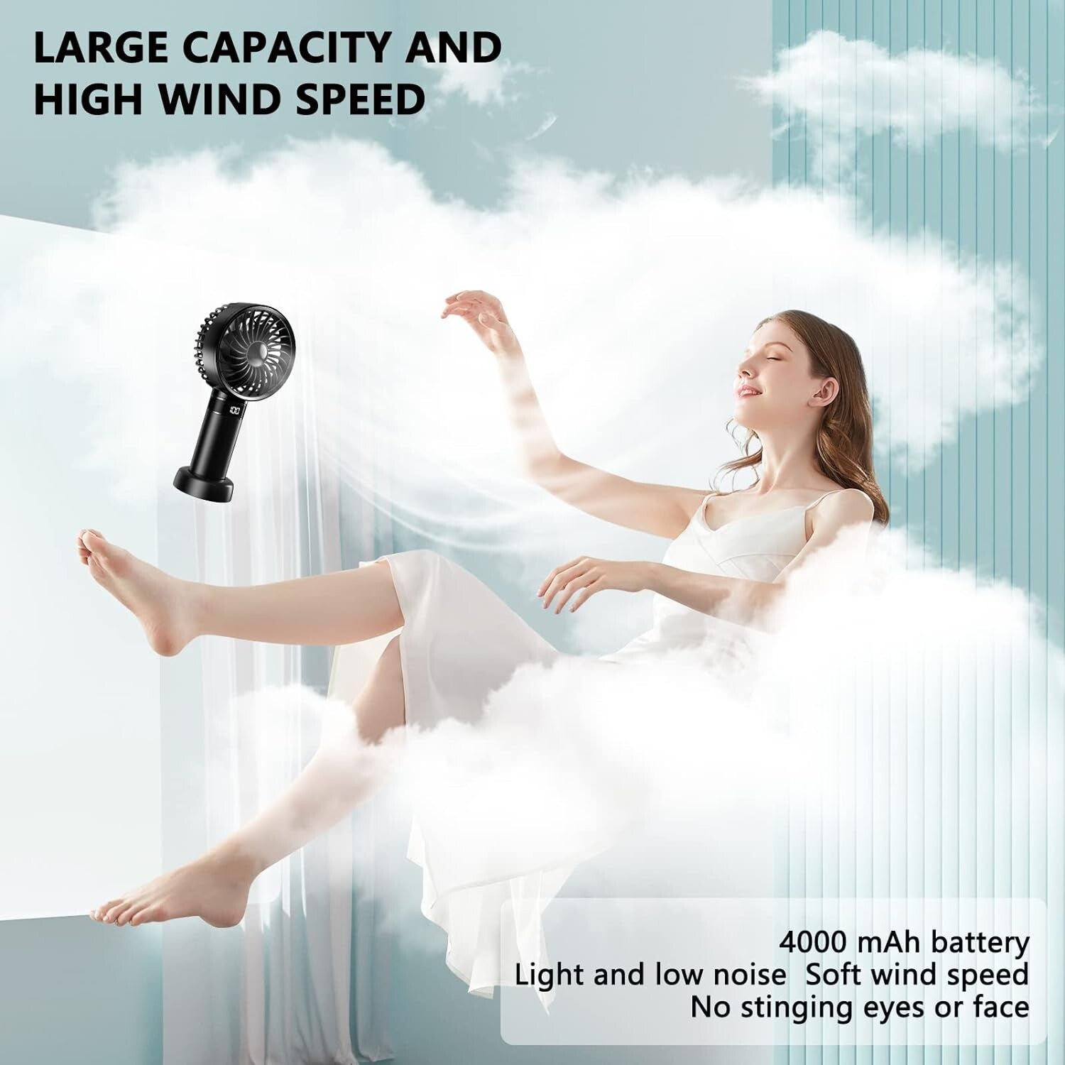 Mini Handheld Fan - Portable, Fold, Desk Cooler - Cooling USB Rechargeable 4000Mah A+
