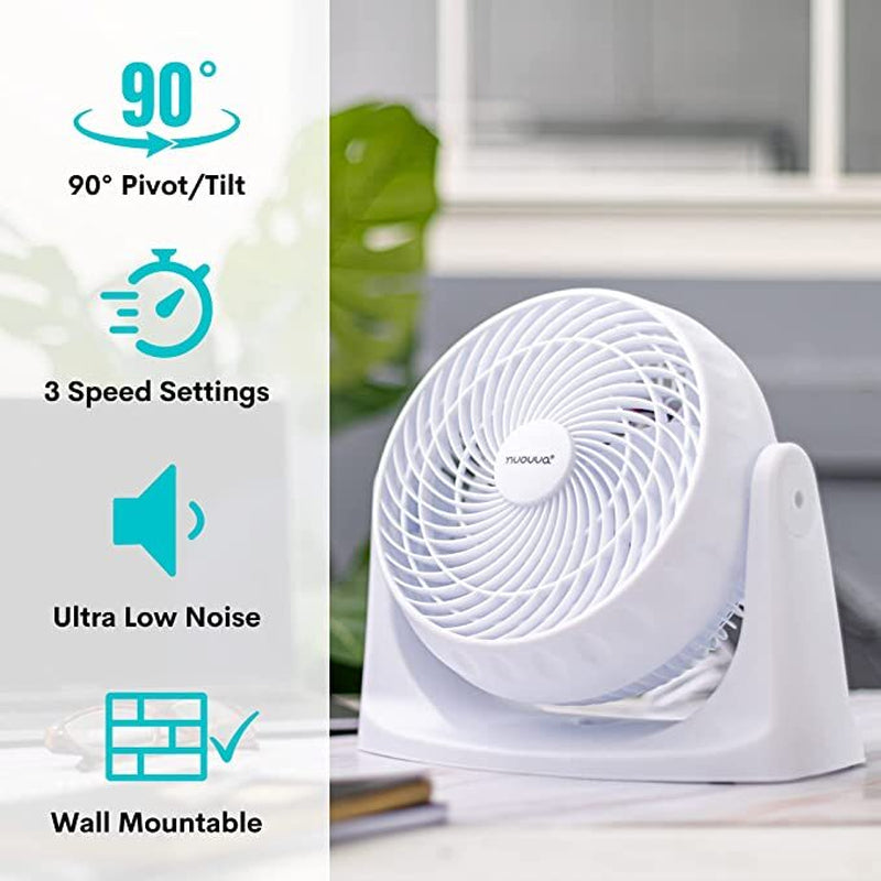 Powerful Silent Adjustable Table Fan, 3 Speed Turbo Cooling Desk Fan - by Nuovva