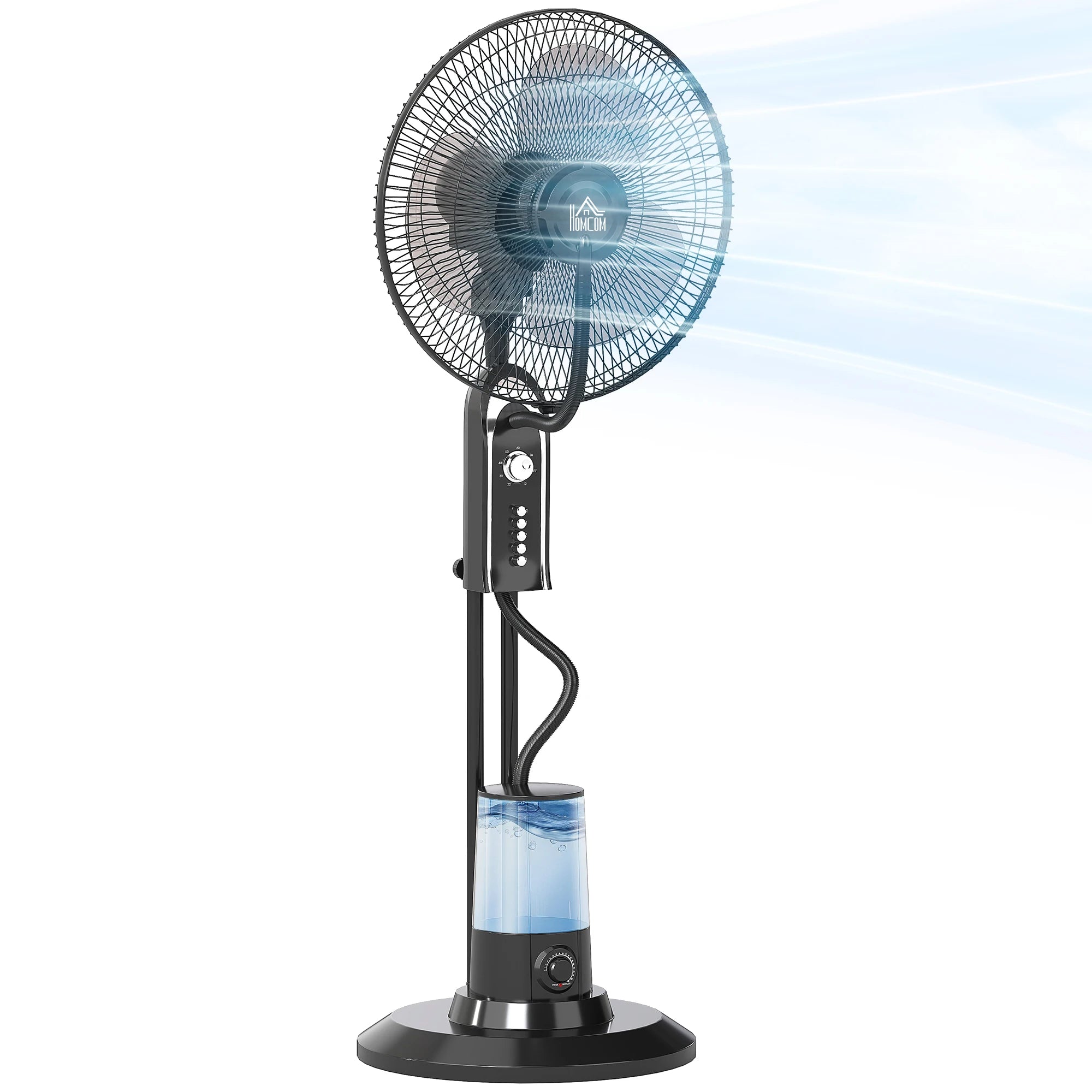 Spray Misting Fan, Pedestal Fan W/ Oscillation, Tilt, 4 Speeds