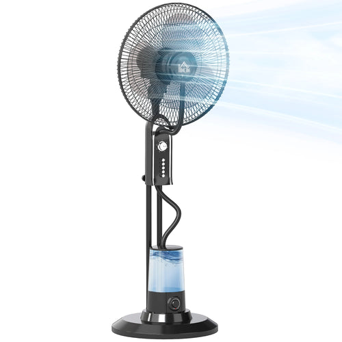Spray Misting Fan, Pedestal Fan W/ Oscillation, Tilt, 4 Speeds