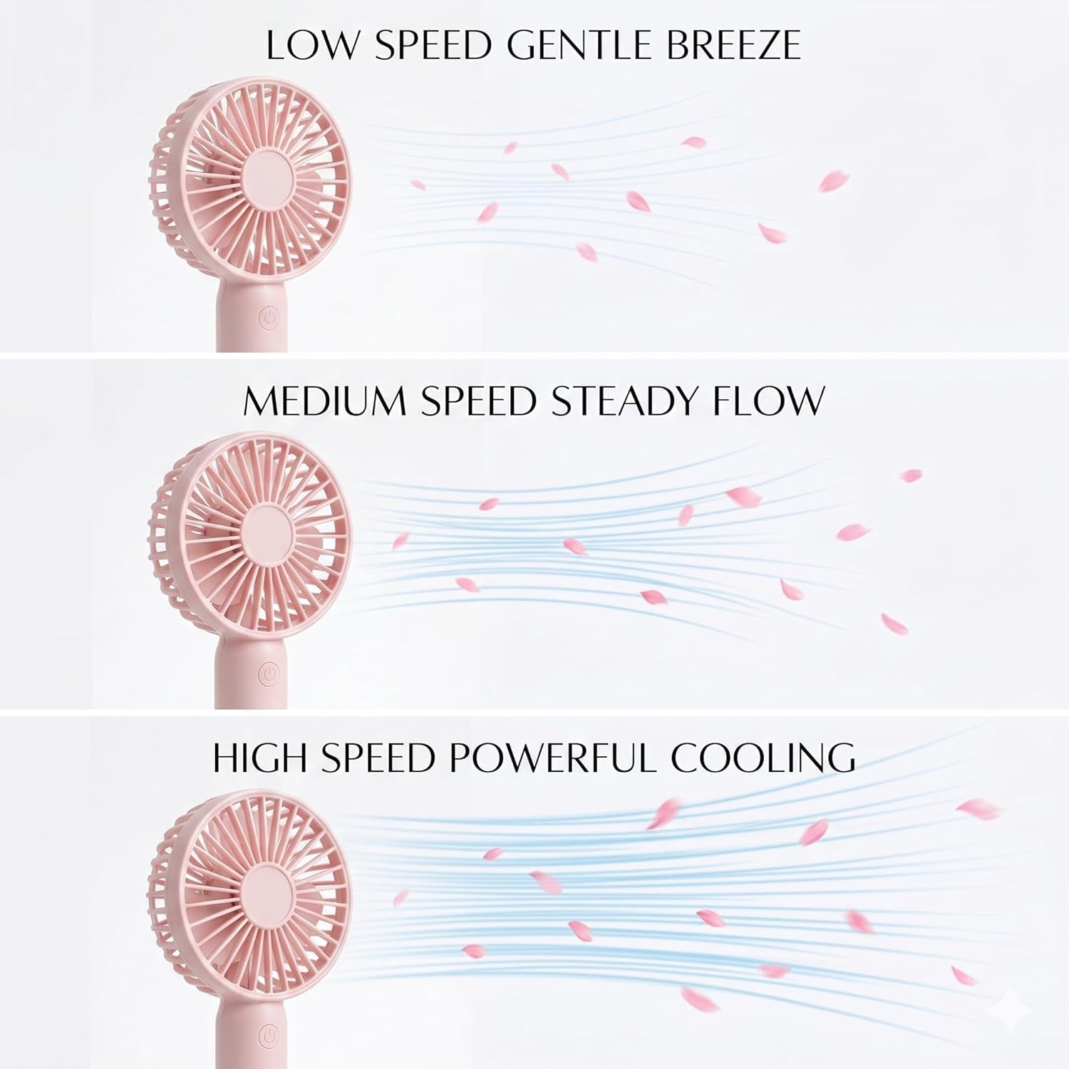 Portable Handheld Fan, USB Rechargeable Mini Fan 2000Mah, Ultra Quiet Hand Fan, 7 Hours, 3 Speeds with Base, Small Fan for Outdoor Indoor (2, Pink&Blue)