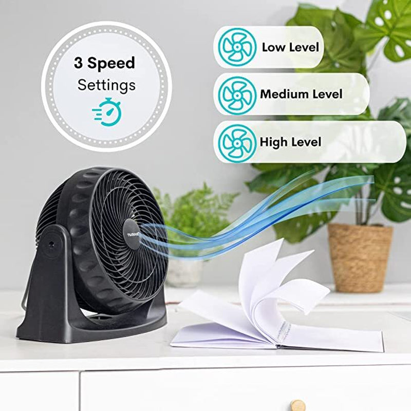 Powerful Silent Adjustable Table Fan, 3 Speed Turbo Cooling Desk Fan - by Nuovva
