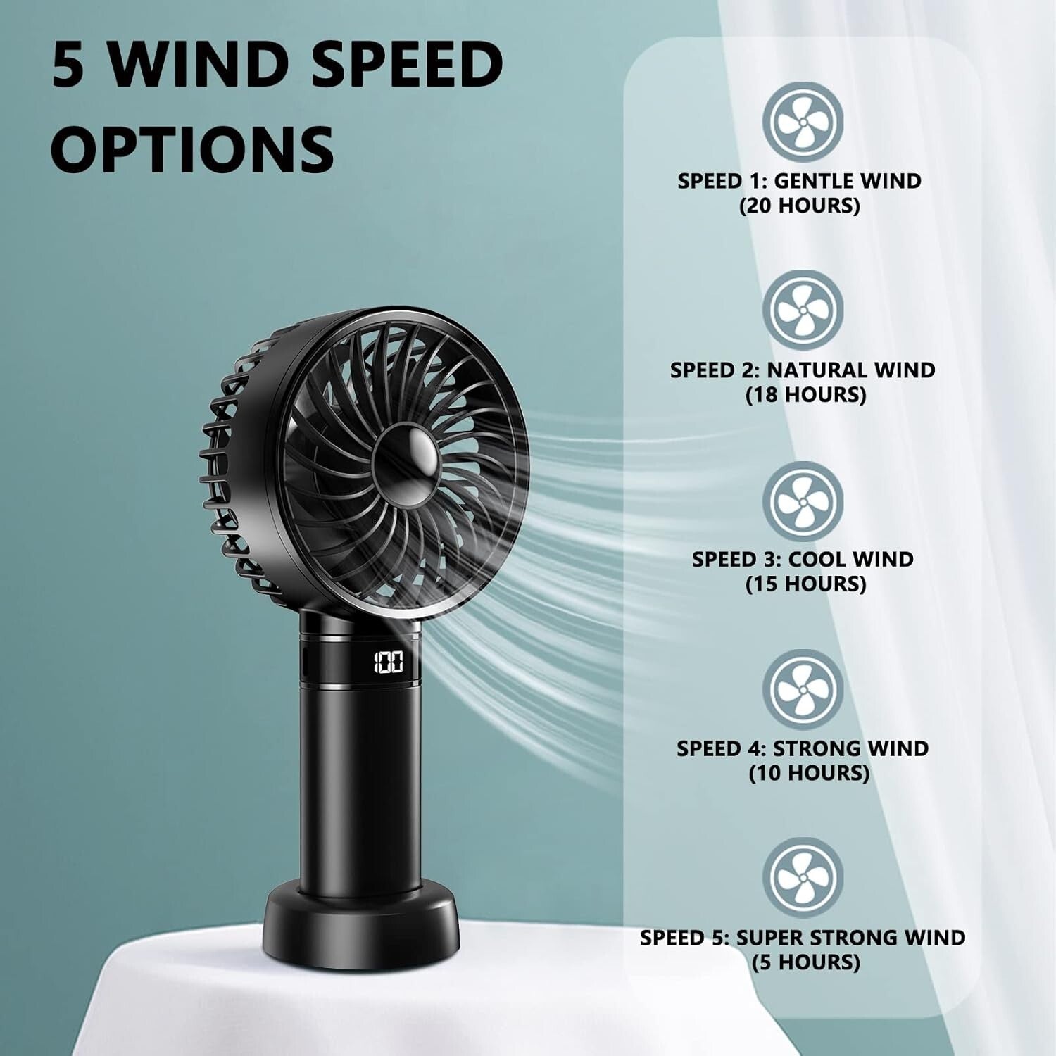 Mini Handheld Fan - Portable, Fold, Desk Cooler - Cooling USB Rechargeable 4000Mah A+