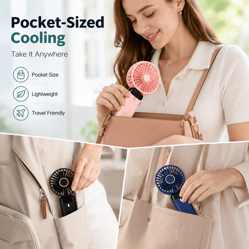 Handheld Fan, Desk-Mounted Phone Holder