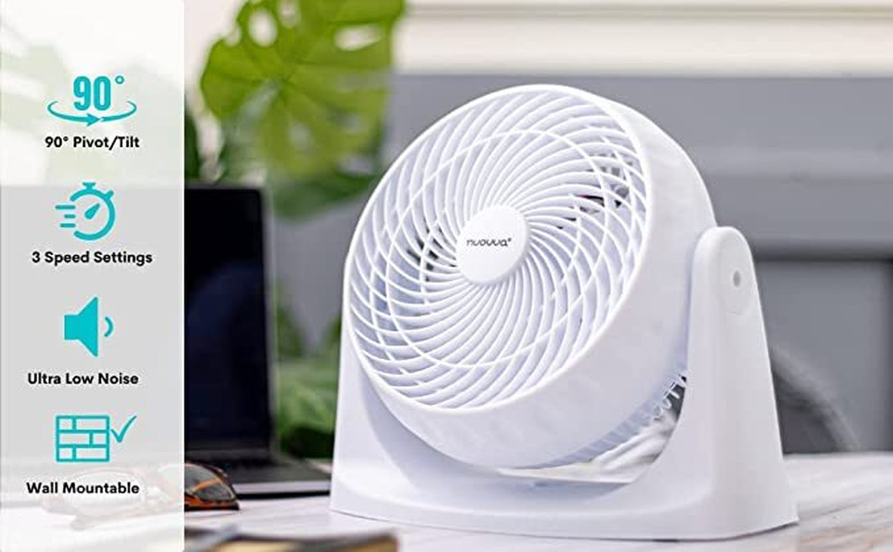 Powerful Silent Adjustable Table Fan, 3 Speed Turbo Cooling Desk Fan - by Nuovva