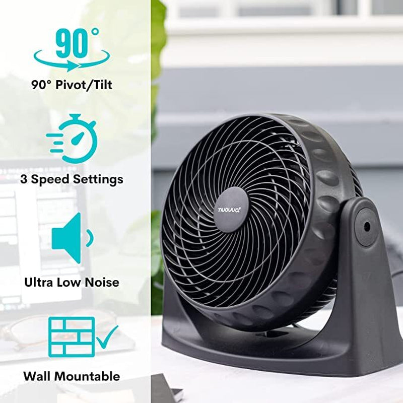 Powerful Silent Adjustable Table Fan, 3 Speed Turbo Cooling Desk Fan - by Nuovva