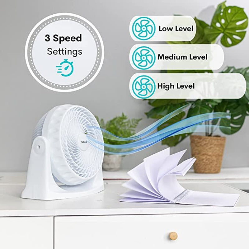 Powerful Silent Adjustable Table Fan, 3 Speed Turbo Cooling Desk Fan - by Nuovva