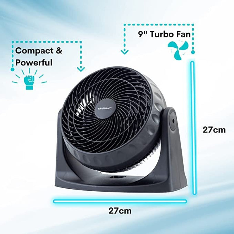 Powerful Silent Adjustable Table Fan, 3 Speed Turbo Cooling Desk Fan - by Nuovva