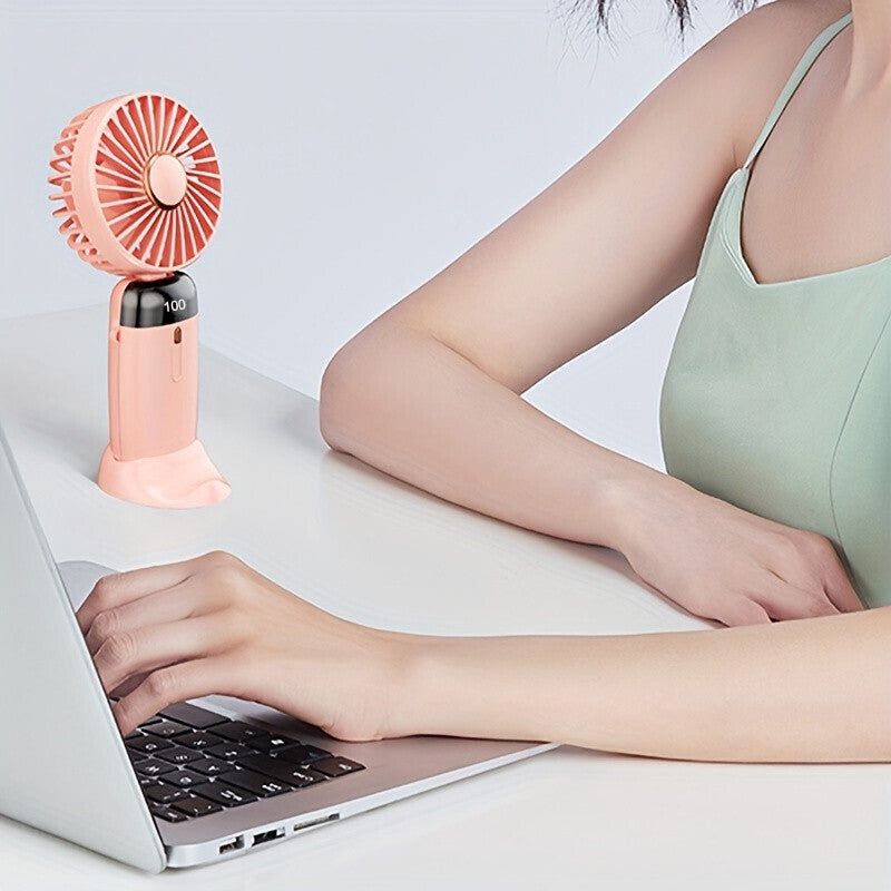 Mini Hand-Held Fan - Portable Folding Desk Fan Cooler - Usb Rechargeable - Cooling UK