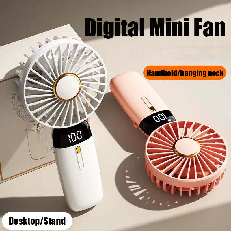 Mini Hand-Held Fan - Portable Folding Desk Fan Cooler - Usb Rechargeable - Cooling UK